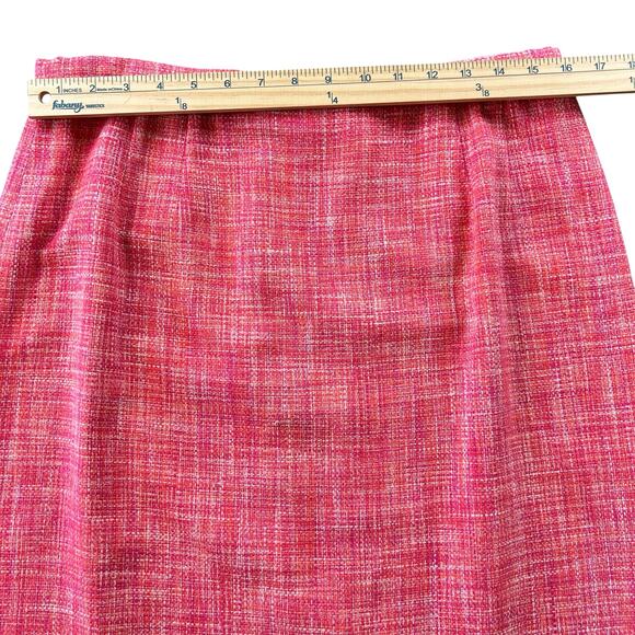 Talbots Pure Silk Skirt Sze 14 Heather Pink Tweed A Line Lined Back Zip and Slit - Picture 9 of 10